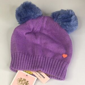 New Juicy Couture Girls Pom Pom Beanie Purple Blue $48